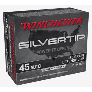 WINCHESTER Silvertip 45 ACP 185Gr Defense Hollow Point Brass Ammunition | 20 Rounds
