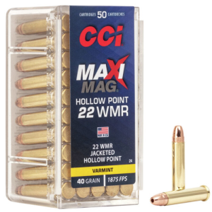 CCI MAXI-MAG Varmint 22 WMR 40Gr Jacketed Hollow Point Ammunition | 50 Rounds