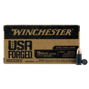 WINCHESTER AMMO 9mm 115Gr FMJ USA Forged Steel ShellCase 50rd