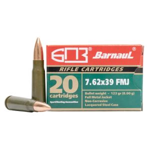 BARNAUL AMMO 7.62x39 Full Metal Jacket 123Gr Steel Case 20rd