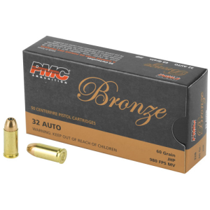 PMC Bronze 32ACP 60gr Jacketed Hollow Point Ammunition | 50 Rounds