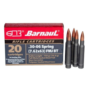 BARNAUL AMMO 30-06 168Gr FMJBT Polycoated Steel Case 20rd