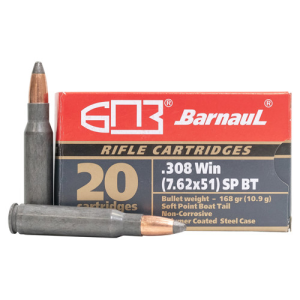BARNAUL AMMO 308 Win 168Gr SPBT Polycoated Steel Case 20rd