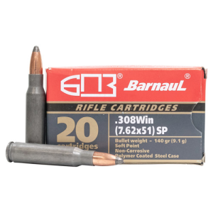 BARNAUL AMMO 308 Win 140gr SP Polycoated Steel Case 20rd