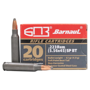 BARNAUL AMMO 223 Rem 62Gr SPBT Polycoated Steel Case 20rd