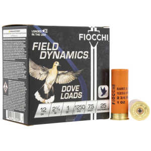 FIOCCHI Field Dynamics Dove & Quail 12 Gauge 2.75" 1oz #7.5 Shotgun Ammunition | 25 Rounds