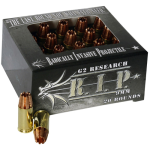 G2 RESEARCH R.I.P. Solid Copper 9mm 92gr Hollow Point Ammunition | 20 Rounds