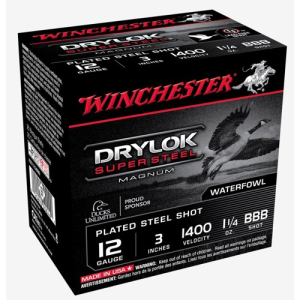 WINCHESTER AMMO 12Ga Drylok Super Steel Mag 3" BBB Shot 25rd