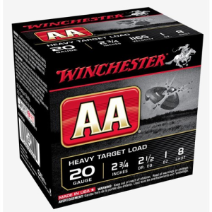 WINCHESTER AA Heavy 20 Gauge 2.75" 1oz #8 Shotgun Ammunition | 25 Rounds