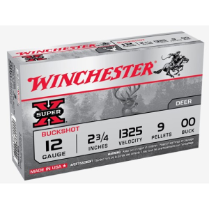 WINCHESTER Super X Buckshot 12 Gauge 2-3/4" 9 Pellet 00 Buck Shotgun Ammunition | 5 Rounds