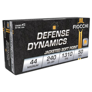 FIOCCHI Defense Dynamics 44 Rem Mag 240 gr Jacketed Soft Point Ammunition | 20 Rounds