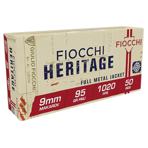 FIOCCHI Heritage 9x18mm Makarov 95 gr Full Metal Jacket Ammunition | 50 Rounds