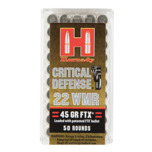 HORNADY CRITICAL DEFENSE 22 WMR 45Gr FTX Ammunition | 50 Rounds