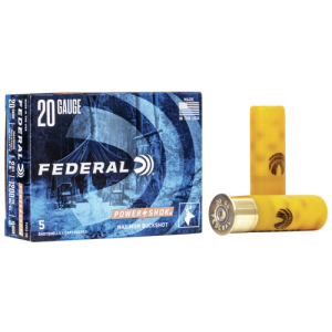 FEDERAL AMMO 20Ga 2-3/4" Max. 20 Pellets-3 Buck 5rd Power-Shok