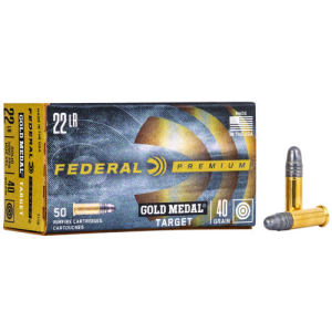 FEDERAL AMMO Gold Medal 22LR 40gr Round Nose Ammunition | 50 Rounds