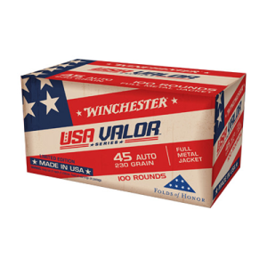 WINCHESTER USA Valor 45 ACP 230gr Full Metal Jacket Ammunition | 100 Rounds