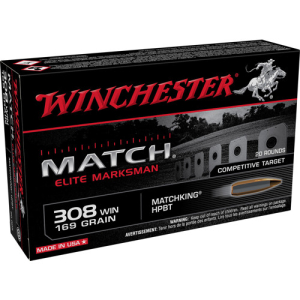 WINCHESTER MATCH Elite Marksman 308 Win 169gr MatchKing HPBT Ammunition | 20 Rounds