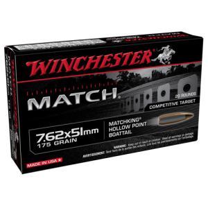 WINCHESTER Match 7.62x51 NATO 175gr MatchKing HPBT Ammunition | 20 Rounds