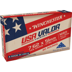 WINCHESTER USA Valor 7.62x51 NATO 149gr FMJ Ammunition | 20 Rounds