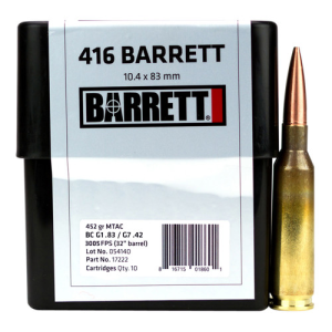 BARRETT MTAC 416 Barrett 452gr Brass Ammunition | 10 Rounds