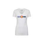 Republic of Colorado Ladies Single Stripe - White V-Neck Tee Shirt - Small