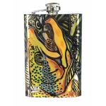 Montana Fly Company Stainless Steel Hip Flask - Estrada's - Brown Trout Graffiti