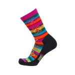 Point6 Active Life Bolivian Stripe Extra Light 3/4 Crew Socks-Black-Small