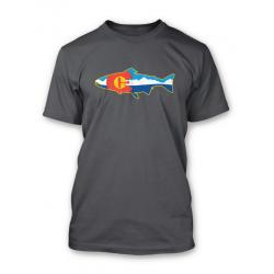 Rep Your Water Colorado Fly and Mountains Tee - XX Large - Charcoal