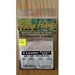 Frog Hair Tapered Leader Economy Pack 9.5' Stiff/Supple Tip 4x-5x-6x