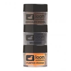 Loon Outdoors Fly Tying Powders - Earth (Choc. Brown, Midnight, Pumpkin)