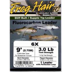 Frog Hair 9ft 1X Fluorocarbon Tapered Leader - Fly Fishing