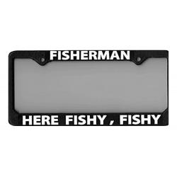 License Plate Frame Fly Fishing "Here Fishy Fishy" - Fishing, Fly Fishing