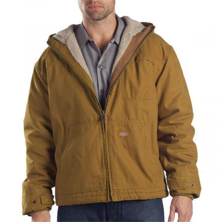 Dickies Men's Tj350 Sanded Duck Sherpa Lined Hooded Jacket