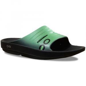Oofos Women's Oolala Slide Sandals, Black/seafoam