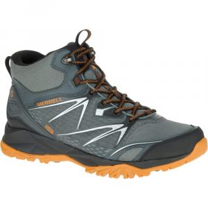 Merrell Men's Capra Bolt Mid Waterproof Hiking Shoes, Grey/orange