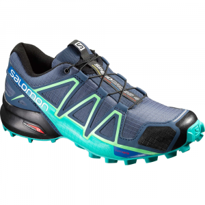 Salomon Womens Speedcross 4 Trail Running Shoes Slate Bluespa Bluefresh Green