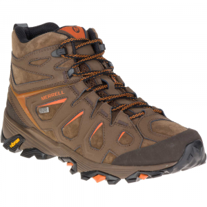 Merrell Mens Moab Fst Leather Mid Hiking Boots Waterproof Dark Earth