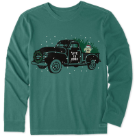 Life Is Good Men's Holiday Truck Long-Sleeve Crusher Tee