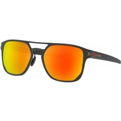 Oakley Latch Alpha Polarized OO4128 Pilot Sunglasses w/ Prizm Lens - Mt Black/Prizm Ruby (0553)