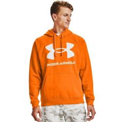 Under Armour Men's UA Rival Fleece Big Logo Hoodie Sweatshirt - 1357093 - Orange/Onyx White (850)