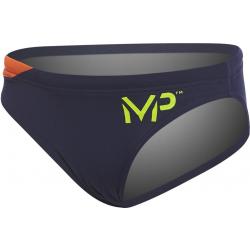 Aqua Sphere MP Michael Phelps Men's Team Splice 3-Inch Briefs Swimsuit - SM2480 - Navy Blue/Orange