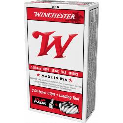 Winchester 5.56MM 55 Grain XM193 Lake City FMJ With Stripper Clips and Loading Tool - WM193CP - 600 Rounds -Free Shipping!