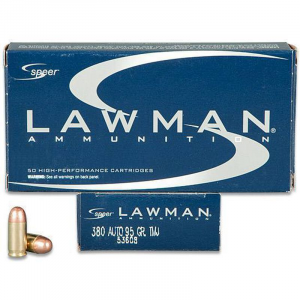 SPEER Lawman Handgun Ammunition 53608, 380 Acp, Full Metal Jacket (fmj), 95 Gr, 950 Fps,