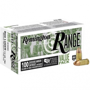 REMINGTON Range Value Pack 9mm Luger 115 Grain Full Metal Jacket