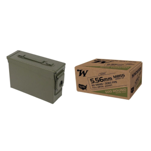 WINCHESTER Lake City 5.56 62 Grain M855 Green Tip Fmj + Ammo Can