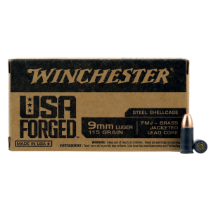 Winchester WIN9SV USA Forged 9mm 115 Grain Full Metal Jacket (FMJ) Steel Case Ammo