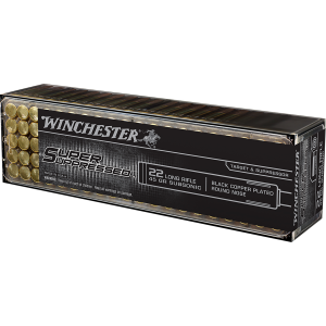 Winchester SUP22LR Super Suppressed 22 LR 45 Grain Black Copper Plated Round Nose (CPRN) Ammo