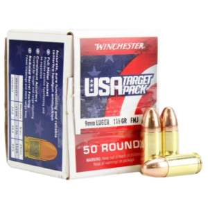 Winchester USA417250 USA Target Pack 9mm 115 Grain Full Metal Jacket (FMJ) Ammo