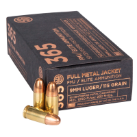 Sig Sauer Elite Ball 365, 9MM, 115 Grain, Full Metal Jacket Ammunition