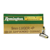 Remington 9mm +P Ammunition Golden Saber GSB9MMD 124 Grain Bonded Jacketed Hollow Point-29351